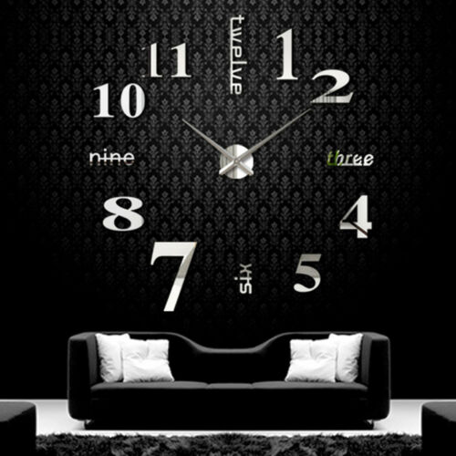 3d Modern Diy Large Number Mirror Wall Sticker Big Watch Home Decor Art Clock Us