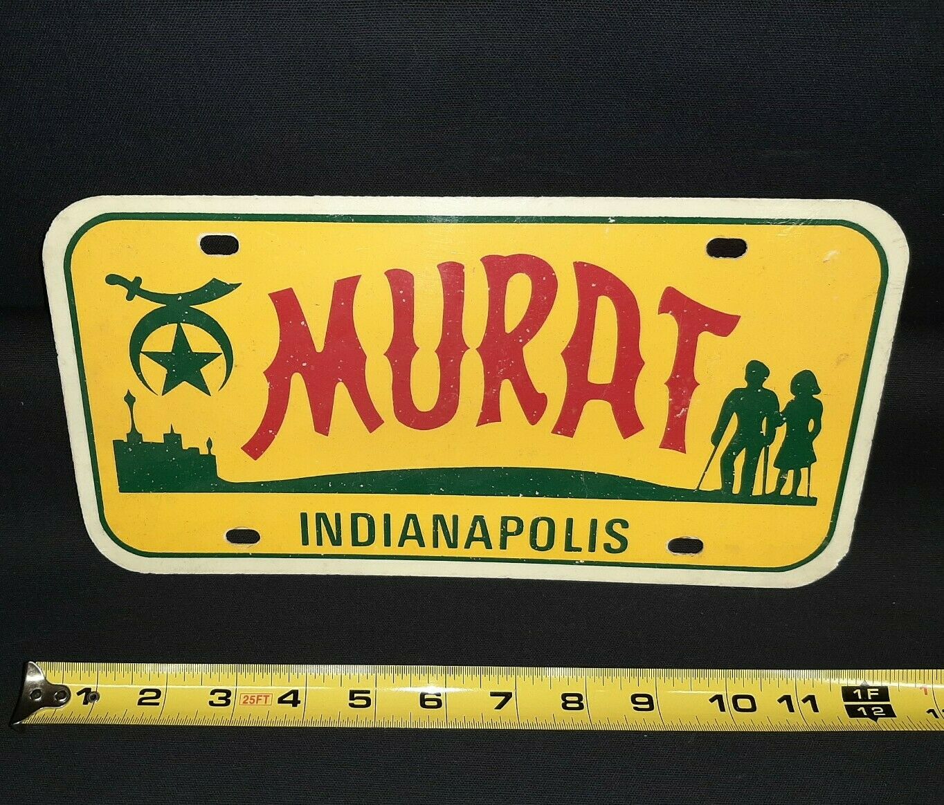 Vintage 1960s 70s Murat Temple Shriner Club Indianapolis License Plate Indiana