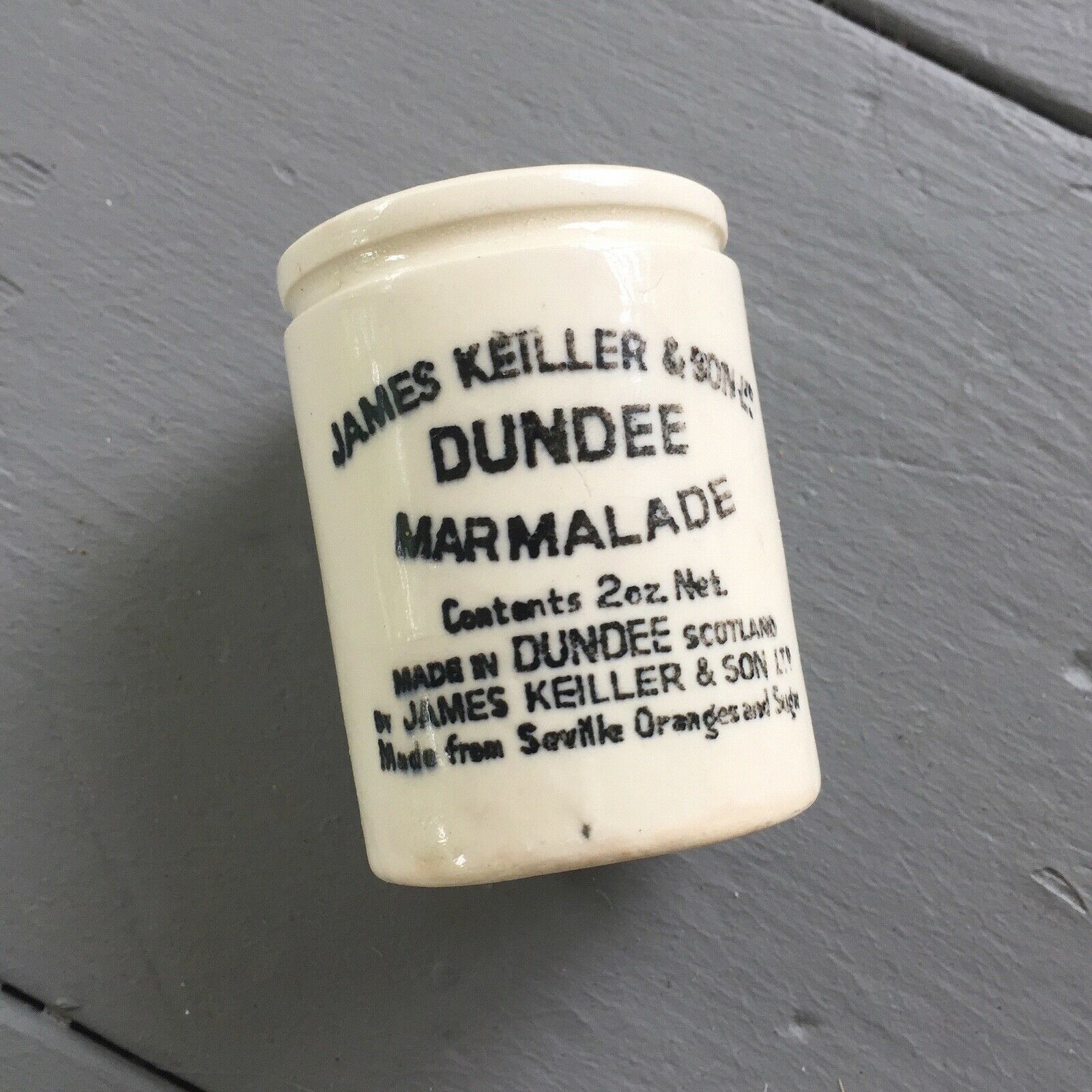 James Keiller & Son - Mini 2oz 2.25" Marmalade Crock Jar - Dundee Scotland