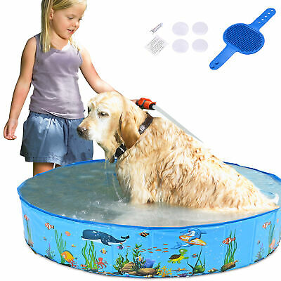 48" Pet Swimming Pool Bath Tub Pvc Kids Collapsible Outdoor Water Pond Dog Cat