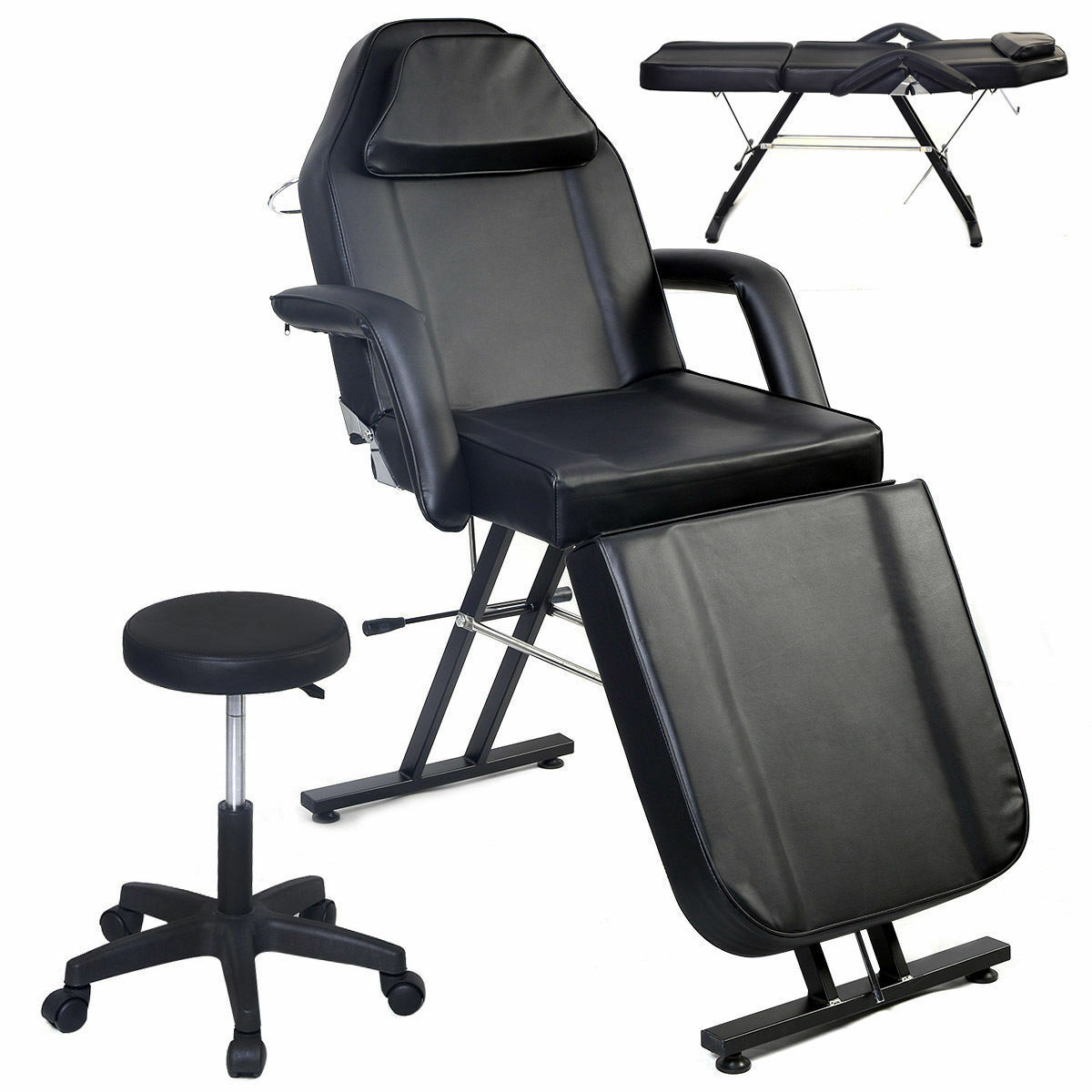 New Adjustable Portable Medical Dental Chair W/stool Combination Black