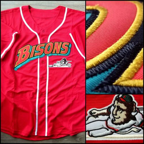 New! Buffalo Bisons Red Vintage Throwback Jersey 100% Full Stitched Xl X-large
