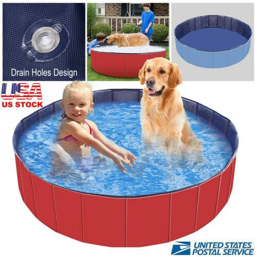 63" 48" Xxl-xl Large Foldable Dog Swimming Pool Kids Bathing Bathtub Collapsible