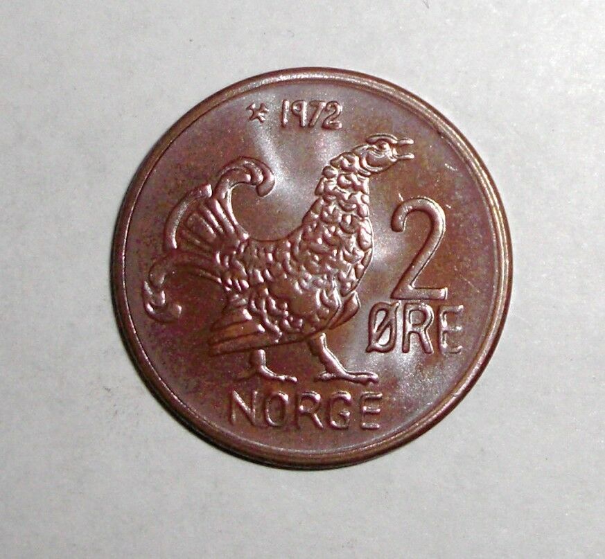 Norway 2 Ore, Moor Hen, Chicken, Bird, Animal Wildlife Coin