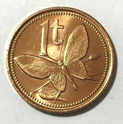 Papua New Guinea 1 Toea, Butterfly, Insect Animal Wildlife Coin