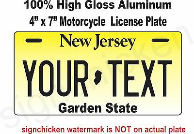 New Jersey Novelty Aluminum State License Plate -personalized Motorcycle Tag 4x7