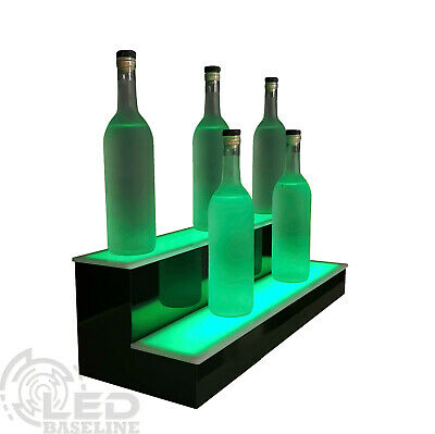 30" 2 Tier Step - Led Lighted Back Bar Liquor Bottle Shelf Glowing Display Stand