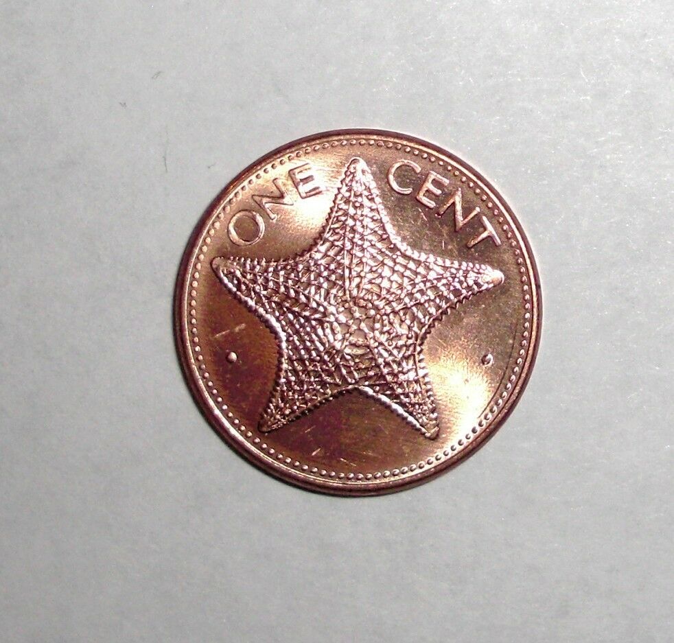 1998 Bahamas 1 Cent, Starfish, Animal Wildlife Coin