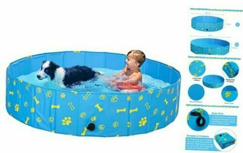 Swimming Pool For Dogs Kids Toddlers - Foldable Pet Pool Bathing Tub Large